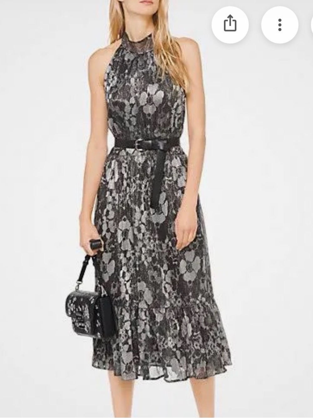 Michael Kors Womens Dress Metallic Floral Halter Party Wedding Tie Back XXS